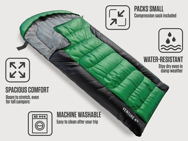 Comfortable and Compact Water Resistant Sleeping Bag