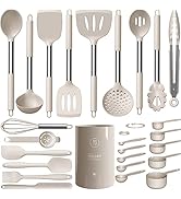 Large Silicone Cooking Utensils Set - Heat Resistant Kitchen Utensils,Turner Tongs,Spatula,Spoon,...