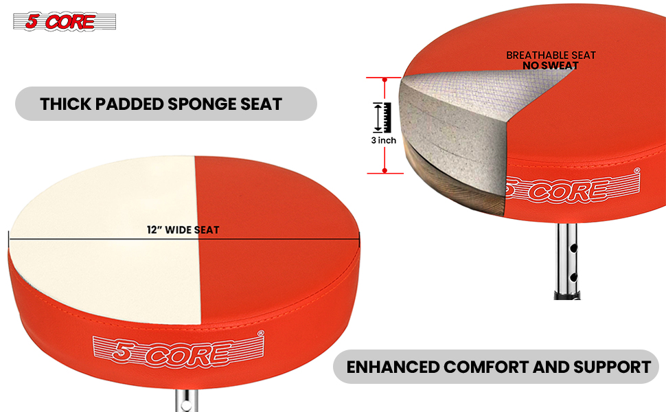 Product image 5 CORE Drum Throne Height Adjustable Guitar Stool Thick Padded Memory Foam 