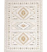 Boho Farmhouse Area Rug 5x7, Washable Tribal Rug for Bedroom, Non-Slip Medallion Rugs for Living ...