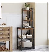 Corner Shelf Stand, 5-Tier Corner Bookshelf, Tall Standing Storage Shelf Organizer with Metal Fra...