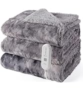 Heated Blanket Full Size,Fast Heating Soft Faux Fur Electric Blankets 72"x84",5 Heat Settings &amp; 1...