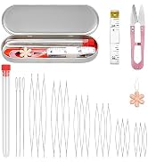 FIVEIZERO 21 Pieces Beading Needles Set, 6 Sizes Seed Beads Needles Big Eye, Collapsible Beading ...
