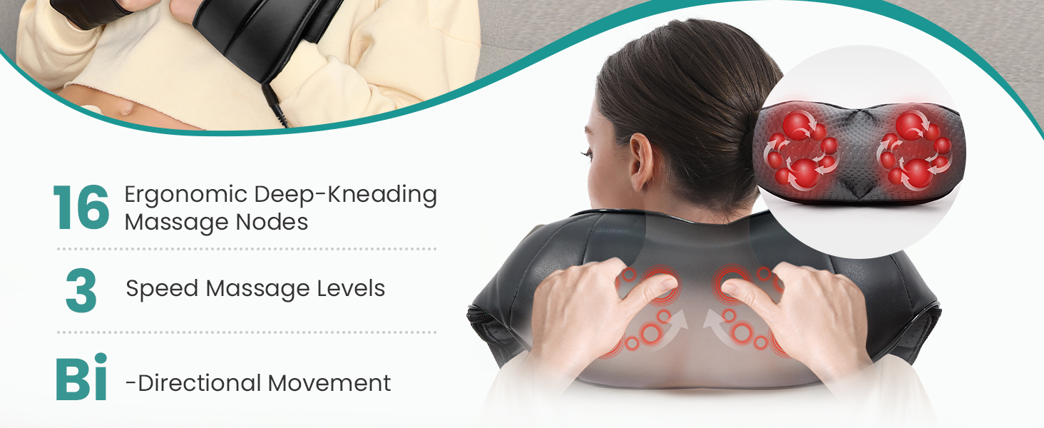 nekteck neck back massager for pain relief deep tissue shoulder massage tool