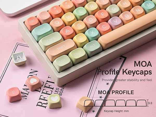 womier Cute Candy keycaps Set,dye Sublimation pbt keycaps 60% 75% 100%,MOA Profile Custom keycaps