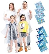 TUNCHMO Disposable Rain Ponchos Family 6 Pack Adults kids 50% Extra Thicker Emergency Ponchos wit...