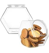 DilaBee 2-Pack Plastic Cookie Jar - 1 Gallon Hexagon Candy Jars with Lids for Candy Buffet, Kitch...