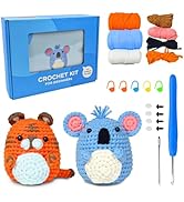 Ovatt Crochet kit for Beginners, 2 pcs Cute Tiger and Koala Crochet Kit for Adults, Learn to Croc...