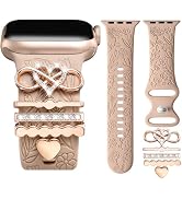 DaQin Flower Engraved Band Compatible with Apple Watch Bands for Women 40mm 38mm 41mm 42mm, Soft ...