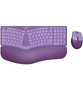 Ergonomic Wireless Keyboard Mouse Combo, EDJO Bluetooth/2.4G Dual Channel, Split Design, Soft Foa...
