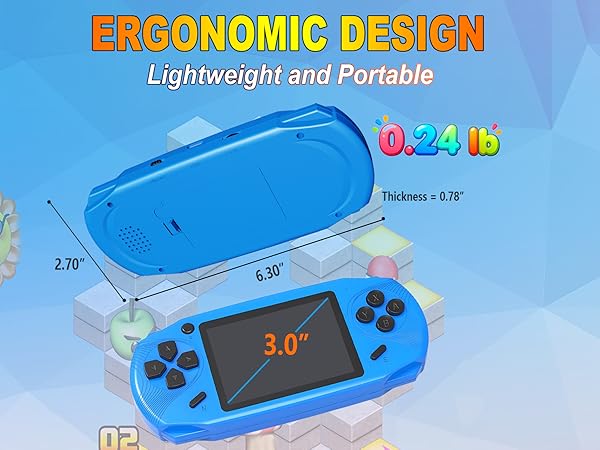 Portable handheld game console for kids