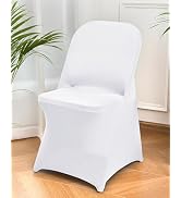 CYFFPKMN 10 Packs White Spandex Stretch Folding Chair Covers for Wedding Party,Universal Fitted W...