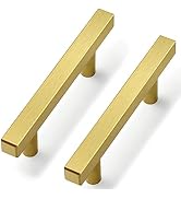 Estmoon 30 Pack Gold Cabinet Handles 3 Inch Brushed Brass Cabinet Pulls Modern Square Drawer Pull...