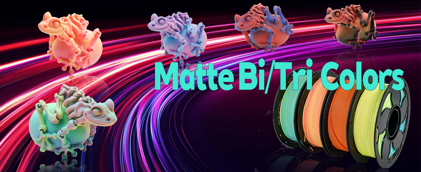 Toksen3D printing filament PLA PETG TPU gradient bi dual tri color rainbow filament