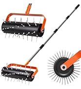 Walensee Rolling Lawn Aerator, Heavy Duty Manual Aerator Tool with 42 Spikes, Lawn Spike Aerator ...