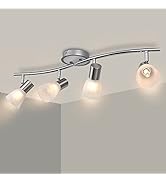 HiBay LED Track Lighting Fixtures, Rotatable 4-Light Ceiling Spot Light, Modern Spotlight with Gl...