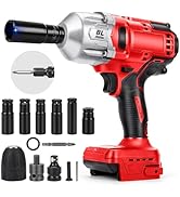 750Ft-lbs Cordless Impact Wrench Compatible with Milwaukee 18V Lithium-Ion Battery(Not Include Ba...