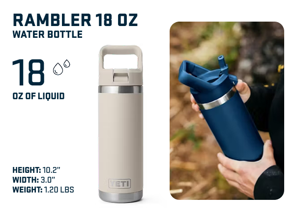 18 oz straw cap rambler bottle