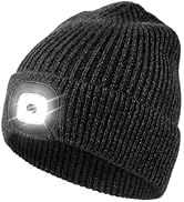 Wmcaps Unisex LED Beanie with Light, USB Rechargeable LED Headlamp Hat Beanie, Winter Warm Knitte...