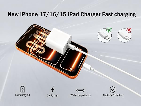 iPhone 17 16 15 iPad Charger Fast Charging