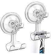 LUXEAR Suction Hooks, 2 Pack Razor Hooks Removable &amp; Reusable Suction Shower Hook Waterproof Powe...