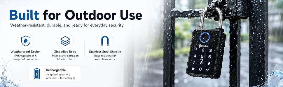 waterproof fingerprint padlock outdoor