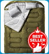 MEREZA Double Sleeping Bag for Adults Mens with Pillow, XL Queen Size Two Person Sleeping Bag for...