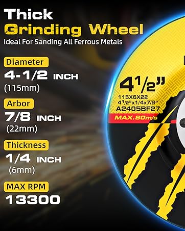 PRETEC 26 Packs Angle Grinder Cutting Flap Grinding Disc Wheel 4 1/2in Inches