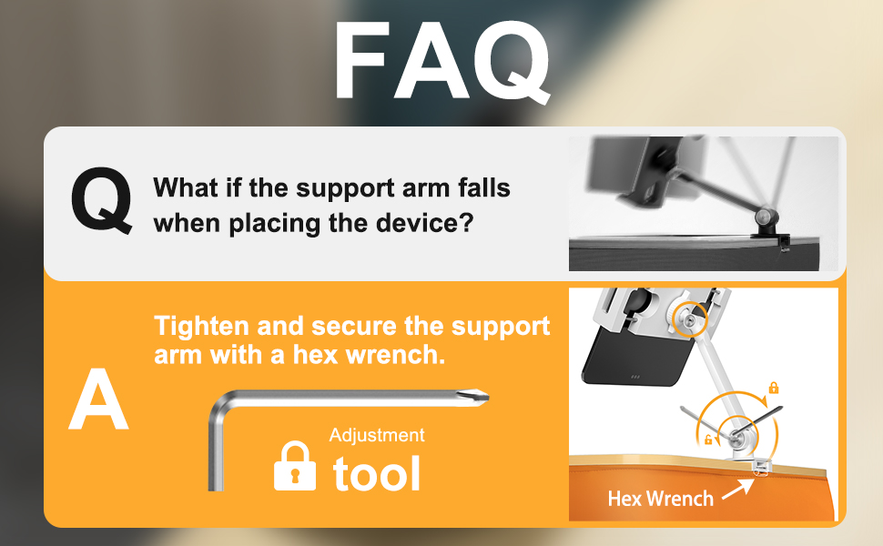 What if the support arm falls when placing the device?
