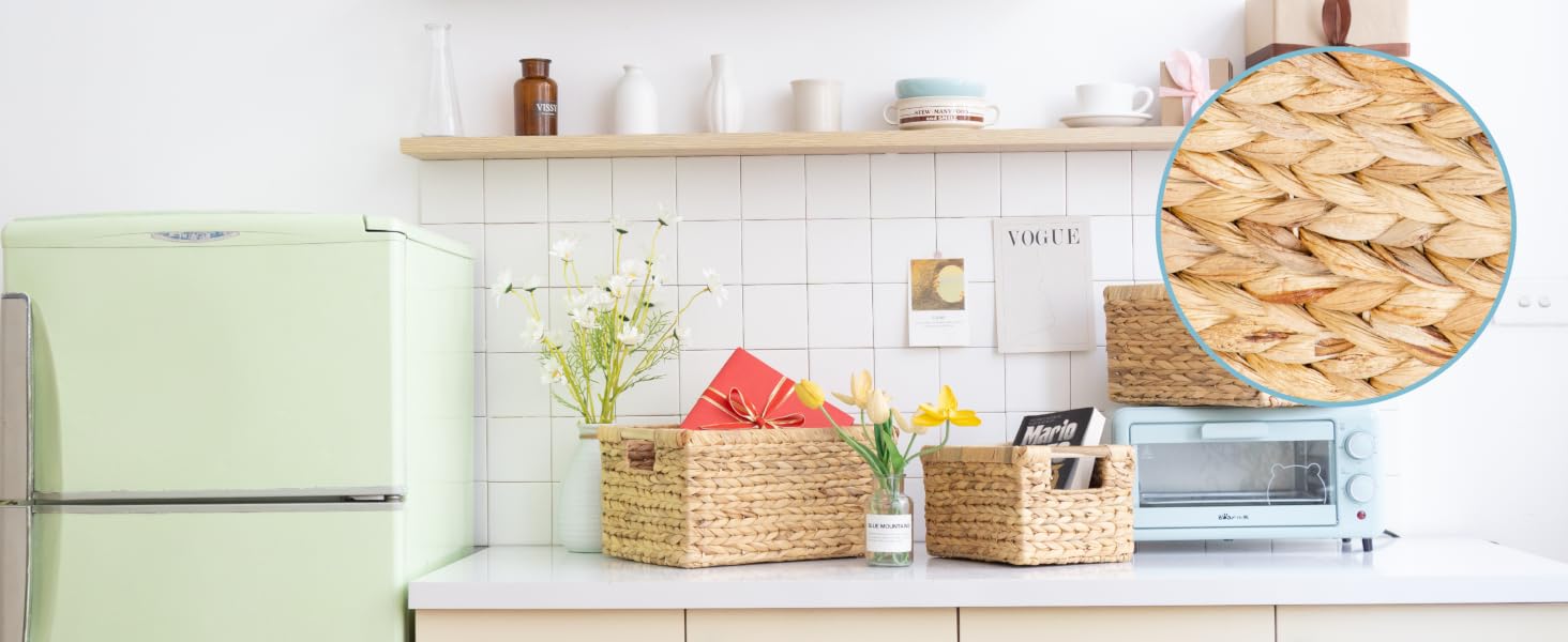 the delicate knitting of medium wicker storage baskets