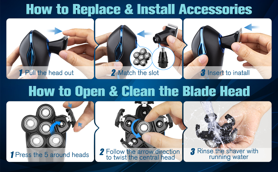 head shaver head shavers for bald men 6 in 1 bald head head razors for bald men