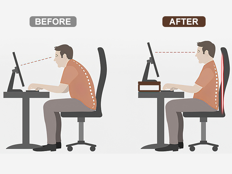 ergonomic height wood monitor stand for home office