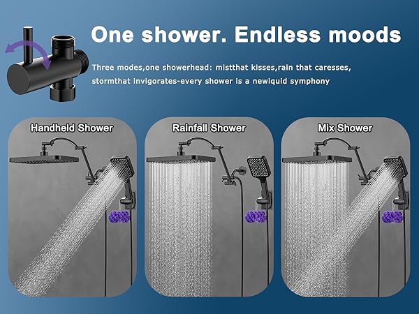 rainfall shower head with extension arm