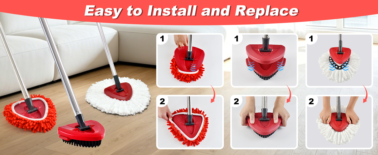 Mop Heads Replacements compatible with O-Cedar EasyWring 1 Tank Spin Mop System