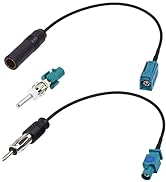 Bingfu Universal Vehicle FM AM Radio Fakra Z Male Female to DIN Plug Connector Cable (2-Pack) wit...