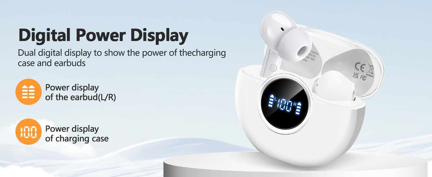 Wireless Earbuds 2025 NEW Bluetooth 5.4 Headphones Bass 3D Stereo, In-Ear Earphones with 4 ENC