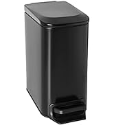 TrashAid Small Bathroom Trash Can with Lid Matt Black Soft Close, 6 Liter / 1.6 Gallon Stainless ...