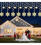 Brightown Snowflake Lights,20Ft 228 LED Icicle Lights for Outside with 24 Drops