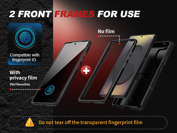 Samsung S25 Ultra Case with 2 Front Frames