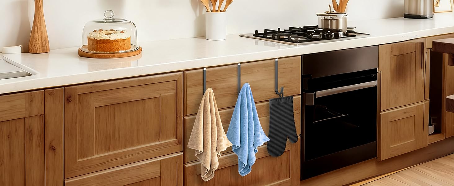 over door hook hang towel oven mitt over kitchen cabinet door