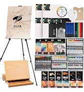 DJAR 174pcs All-in-One Art Painting Set with Tabletop Easel &amp; Tripod, Acrylic, Watercolor, Oil &amp; ...