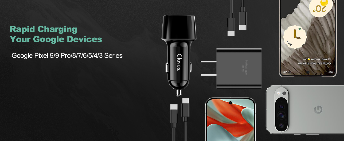 30W USB C car charger and travel charger rapid charging your google pixel 9 pro