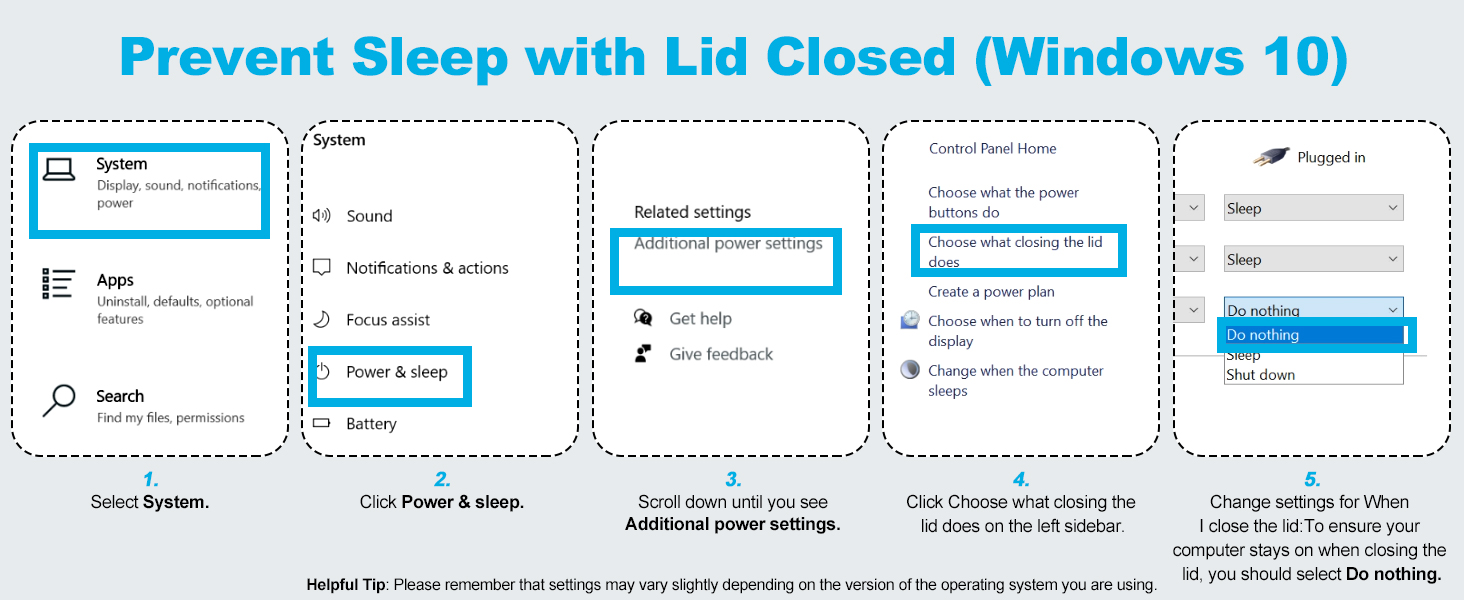 Prevent Sleep with Lid Closed(Win 10)