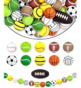 FIVEIZERO 41PC Sports Silicone Beads - Multi-Sport Focal Beads (Football Soccer Basketball Volley...