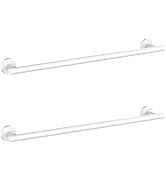 Cilee 2 Pieces White Bathroom Towel Bar, 24 Inch Double Towel Racks,Bathroom Towel Holder Towel H...