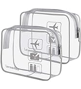 Lermende 2pcs Clear Toiletry Bag TSA Approved Travel Toiletry Bag, Carry On Airport Airline Compl...