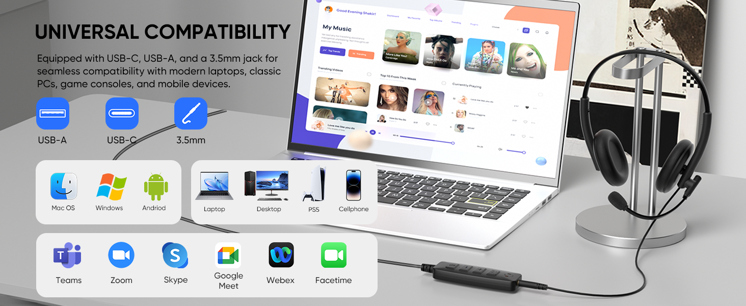 USB Headset with Microphone