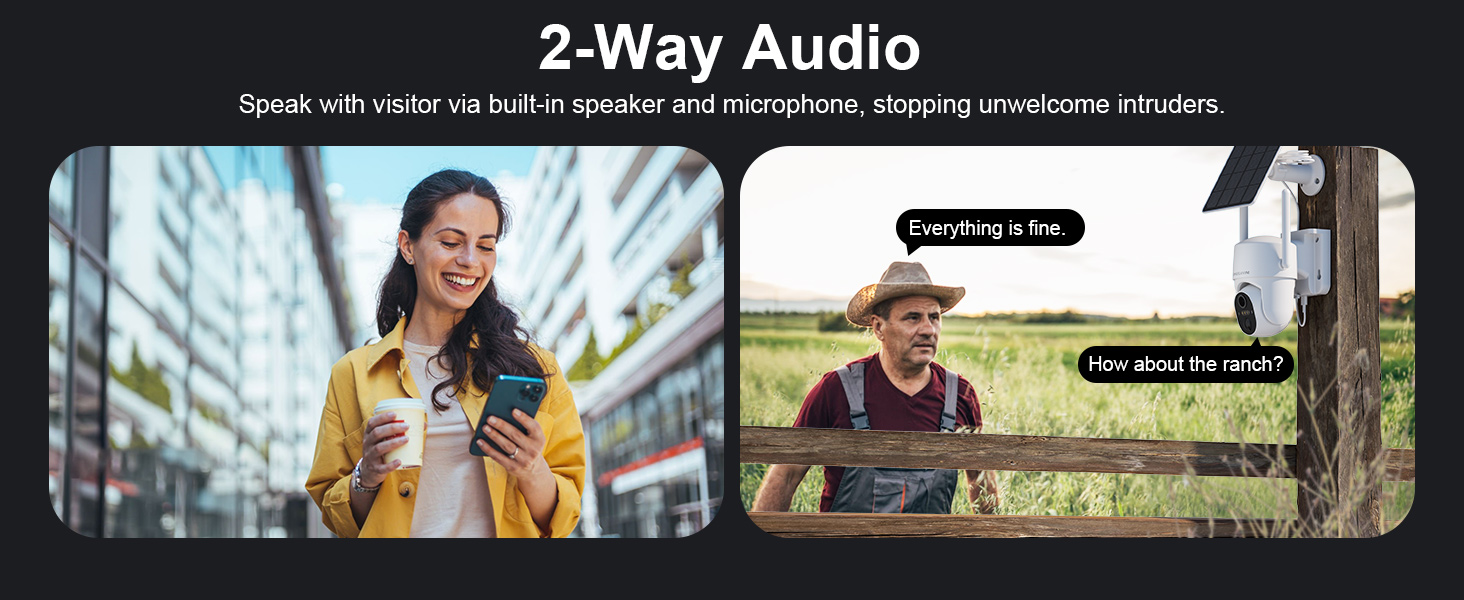 Hear and talk via the security cameras outdoor&amp;amp;#39;s 2-Way audio