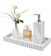 Bathroom Vanity Tray - 9.4''x3.9'' Silicone Bathroom Tray with Scalloped Edge, Counter Top Tray f...
