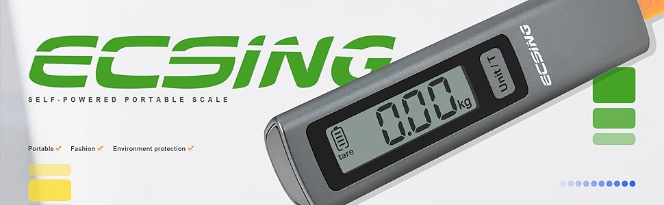 ECSiNG Portable Luggage Scale Battery Free - Digital &amp;amp; Backlit LCD Display
